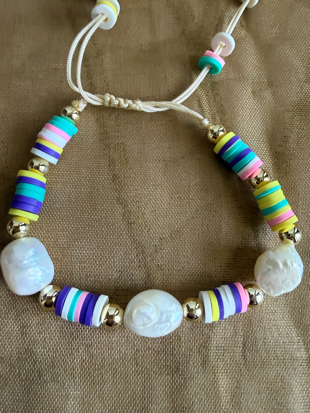 Beaded Pearl Accent Bracelet in Multicolor
